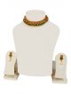 Stone studded necklace with earrings (Green and Golden)