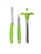 3 in 1 Kitchen Knife Set Combo for Kitchen Use + Gas Lighter , Peeler and knife (Green)