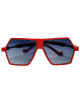 Pentagon shape, Red colour frame, Black shade sunglasses