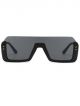 Rectangular Black Shade sunglasses, upper frame-less sunglasses