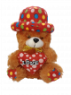 Cute teddy bear with heart and cap Brown