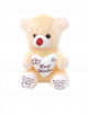 Cute Sitting Teddy Bear With Best wishes Heart (Beige)