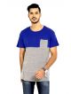 Solid Men Round or Crew Blue, Grey T-Shirt