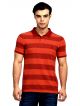 Striped Men Polo Neck Red, Maroon T-Shirt