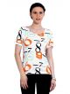 Numeric Print Top with Turned-Up Sleeves