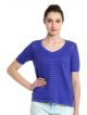 Casual Short Sleeve Solid Women Blue Top