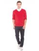 Nautica Solid V Neck Casual Men Red Sweater