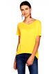 ANN Springs Solid Women V-neck Yellow T-Shirt