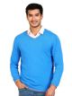 UCB Self Design V Neck Casual Men Blue Sweater