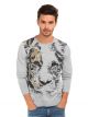 Ed Hardy Graphic Print Round Neck Casual Men Grey Sweater