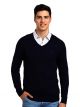 G-STAR RAW Solid V-neck Casual Men Blue Sweater