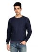 ED HARDY Solid Round Neck Casual Men Blue Sweater