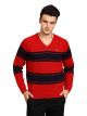 GANT Striped V-neck Casual Men Red Sweater