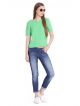 Casual Short Sleeve Solid Women Green Top