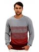 UCB Self Design Round Neck Casual Men Red, Grey Sweater