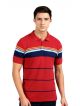 LEE Striped Men Polo Neck Red T-Shirt