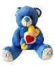 Stuffed Soft Blue teddy bear with 3 heart