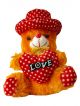 Cute Sitting Teddy Bear With Cap & Love Heart (Brown)