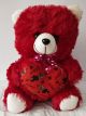 Cute Sitting Teddy Bear With Love Heart (Red)