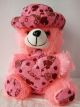 Cute Sitting Cap Teddy Bear With Love Heart (Pink )