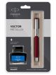 Parker vector metallix red (f)with quink Fountain Pen