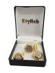 STYLISH Brass, Crystal Cufflink & Tie Pin Set  