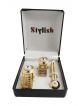 STYLISH Brass, Crystal Cufflink & Tie Pin Set  