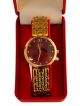 HMT Watch for Women with cherry color Dial case and golden color Stainless Steel Chain 