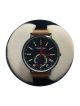 Men wrist watch with black dial case and  brown strap