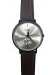 Men wrist watch with white dial case with dark brown strap