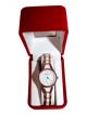Watch for Women with White and copper case & Stainless Steel Chain 