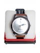 Men Wrist watch with silver color dial case and brown wrist strap