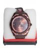Men wrist watch with dark brown strap and dark brown dial case
