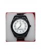 Men wrist watch with black strap and white dial case