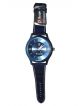 Men wrist watch with blur strap and blue dial case