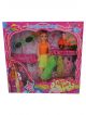 Beautiful doll set with 6 dresses and orange scooter toy