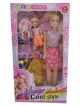Cute doll set with 2 shimmer dresses and cute small baby doll