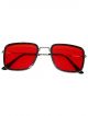 Rectangular red sunglasses with Black and silver color frame