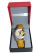 Wrist watch for men with white dial case and Brown strap