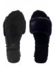 Carlton London Women Navy Blue Solid Faux Fur Open Toe Flats