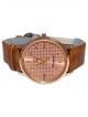 Sports wrist watch for men with Brown strap and rose golden dial case 