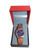 Sports wrist watch for men with Brown strap and Blue dial case 