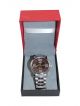 Wrist Watch for Men with silver stainless steel chain with Brown dial case