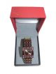 Women wrist watch with copper color chain and copper color dial case