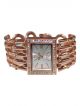 Women wrist watch with copper color chain and silver color dial case
