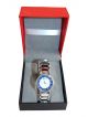 Women wrist watch with silver color chain and White/blue color dial case