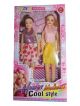 Cute 2 doll set in pink and yellow dress