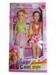 Cute 2 doll set in pink and green dress
