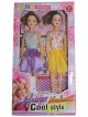 Cute 2 doll set in yellow and Purple dress