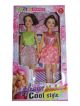 Cute 2 doll set in pink and green dress